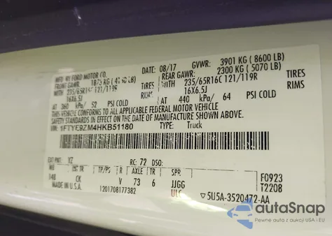 2017 Ford Transit-150 из США, поврежденный, VIN 1FTYE9ZM4HKB51180